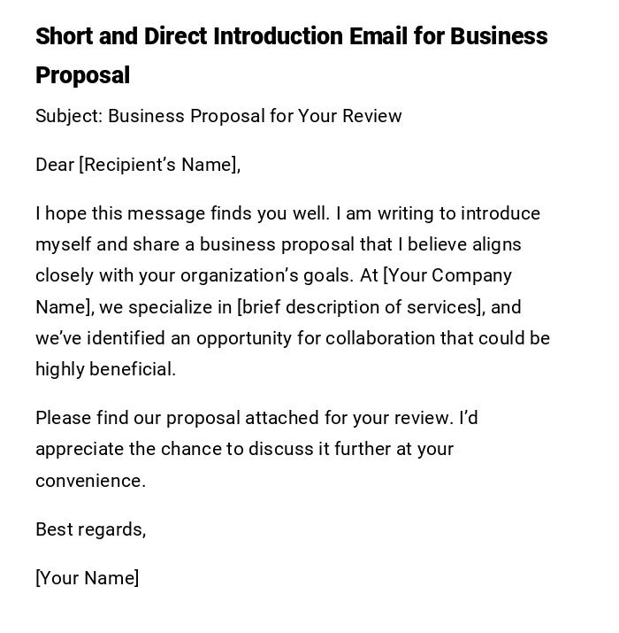 Short and Direct Introduction Email for Business Proposal Short and Direct Introduction Email for Business Proposal