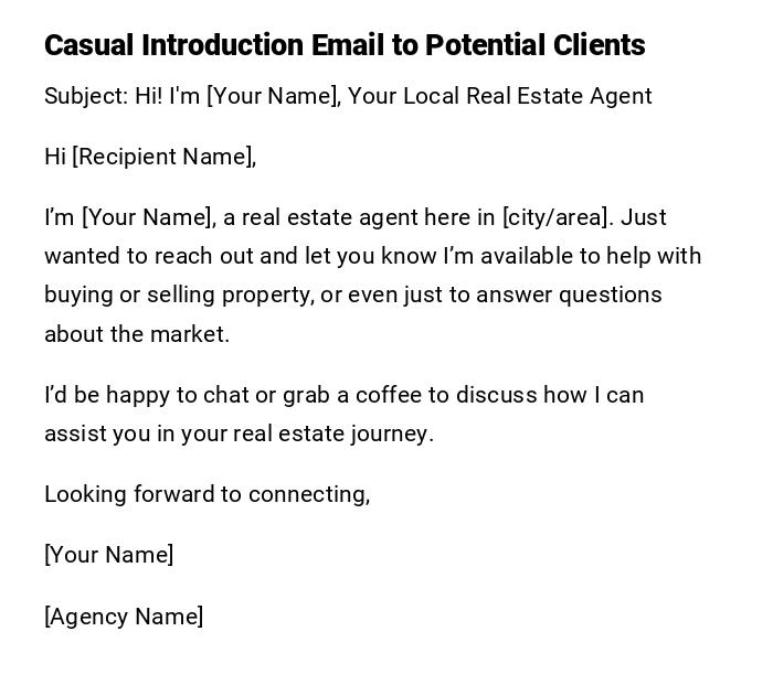 Casual Introduction Email to Potential Clients Casual Introduction Email to Potential Clients