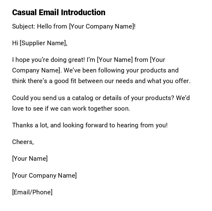 Casual Email Introduction Casual Email Introduction