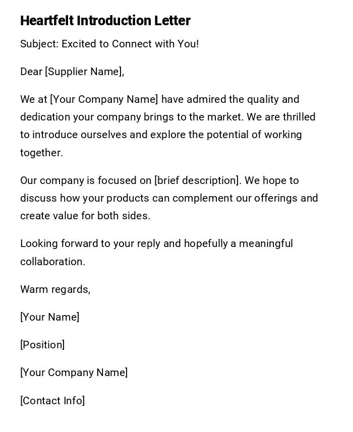 Heartfelt Introduction Letter Heartfelt Introduction Letter