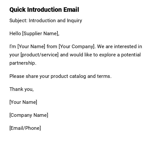 Quick Introduction Email Quick Introduction Email