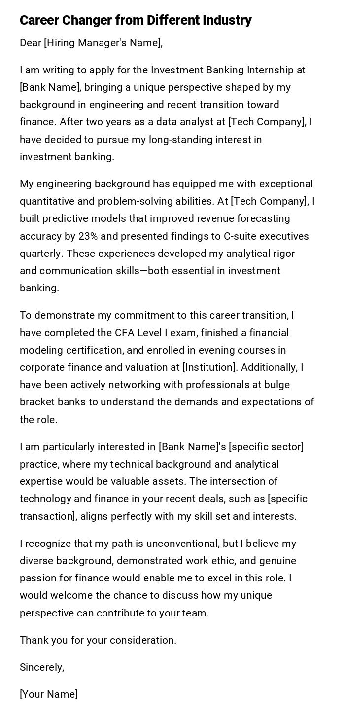 Career Changer from Different Industry Career Changer from Different Industry