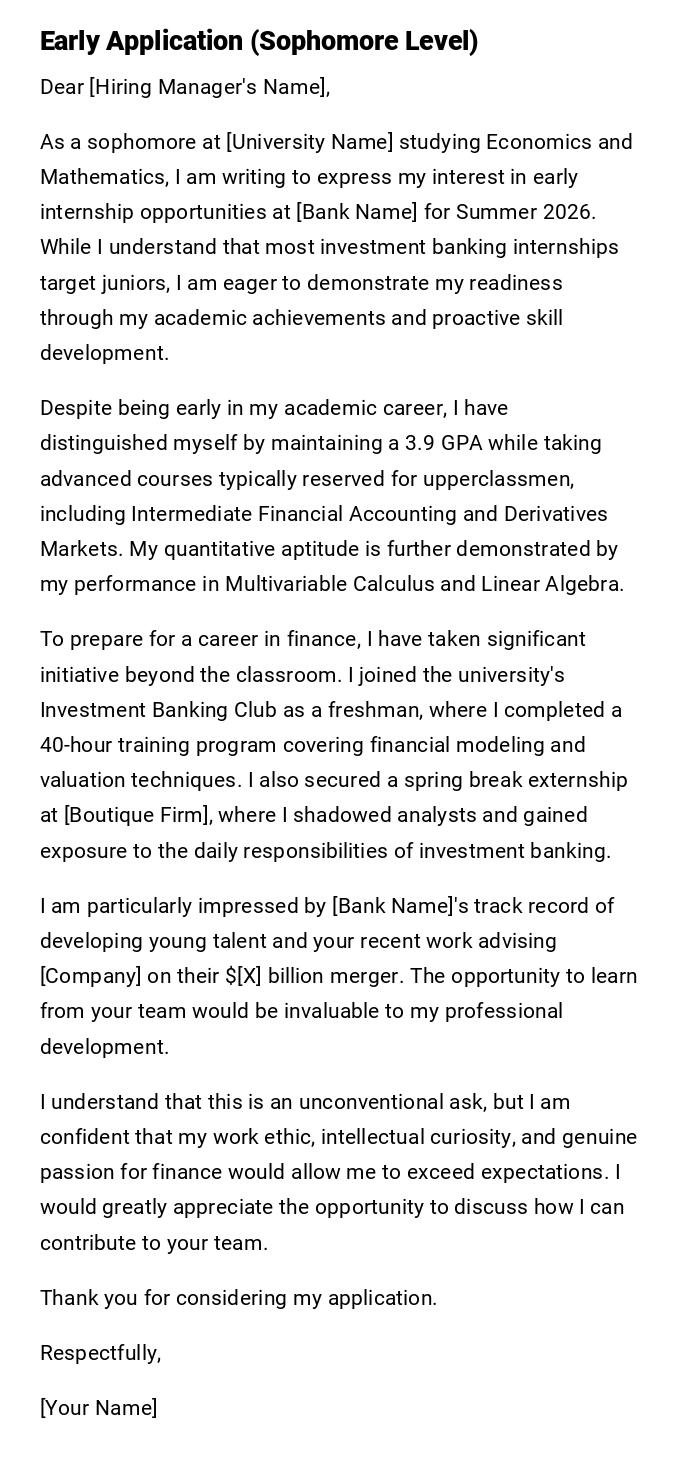 Early Application (Sophomore Level) Early Application (Sophomore Level)