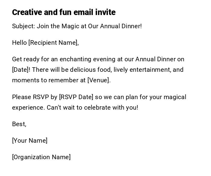 Creative and fun email invite Creative and fun email invite