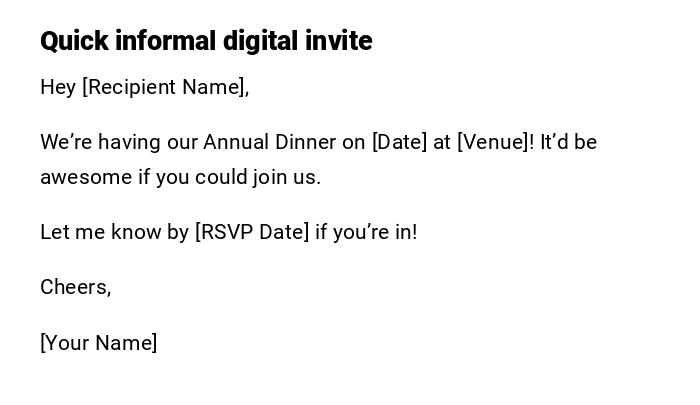Quick informal digital invite Quick informal digital invite