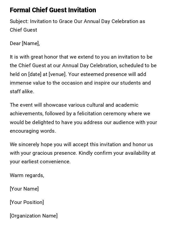 Formal Chief Guest Invitation