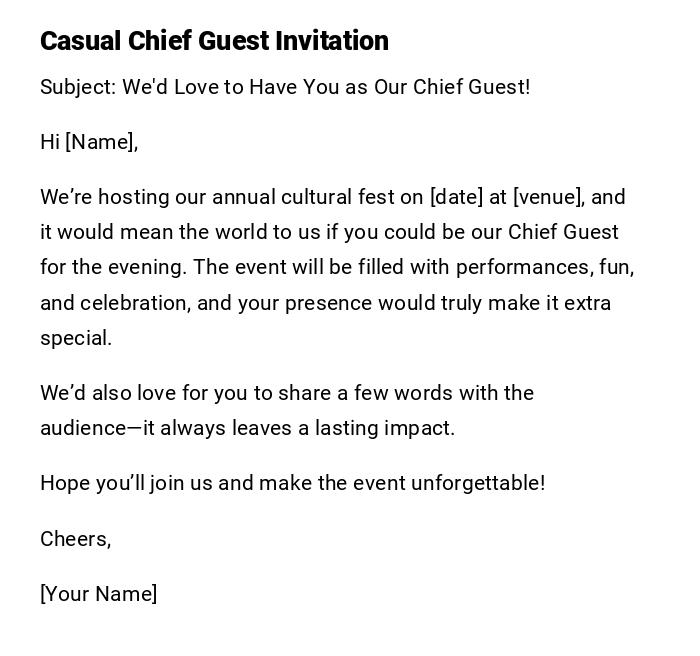 Casual Chief Guest Invitation