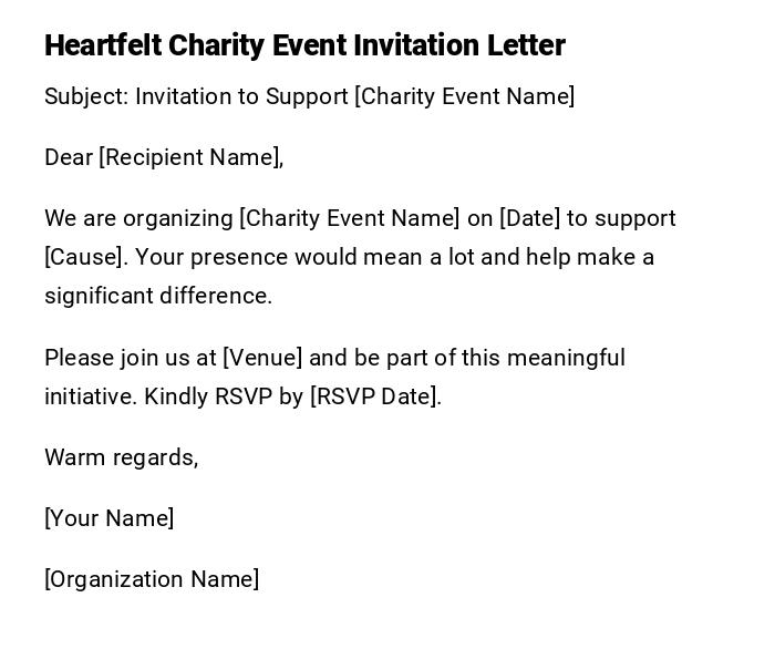 Heartfelt Charity Event Invitation Letter Heartfelt Charity Event Invitation Letter