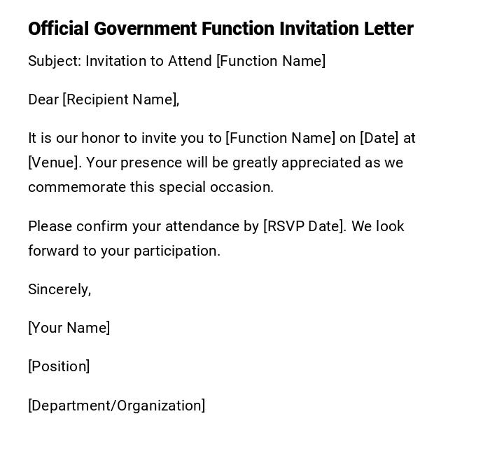 Official Government Function Invitation Letter Official Government Function Invitation Letter