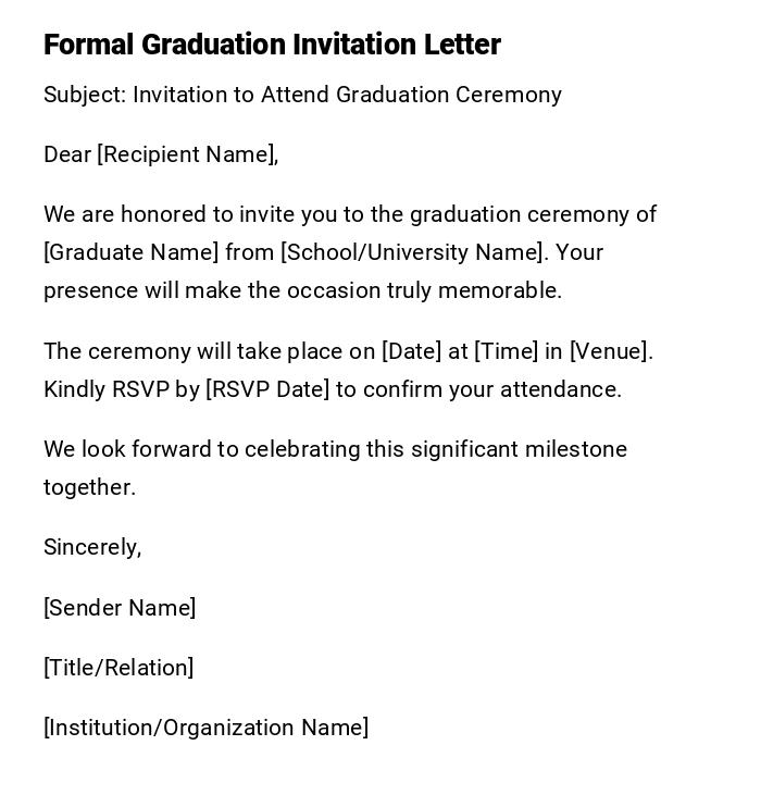 Formal Graduation Invitation Letter Formal Graduation Invitation Letter