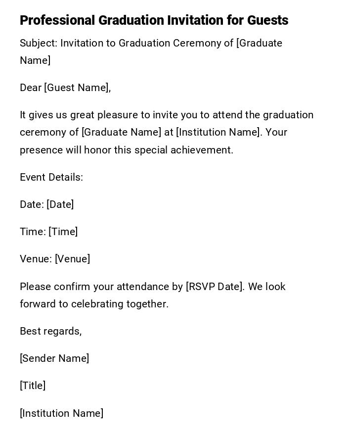 Professional Graduation Invitation for Guests Professional Graduation Invitation for Guests
