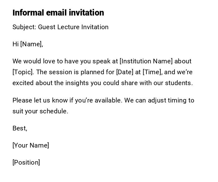 Informal email invitation Informal email invitation