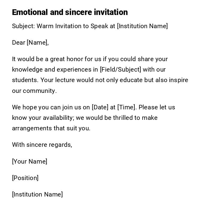 Emotional and sincere invitation Emotional and sincere invitation