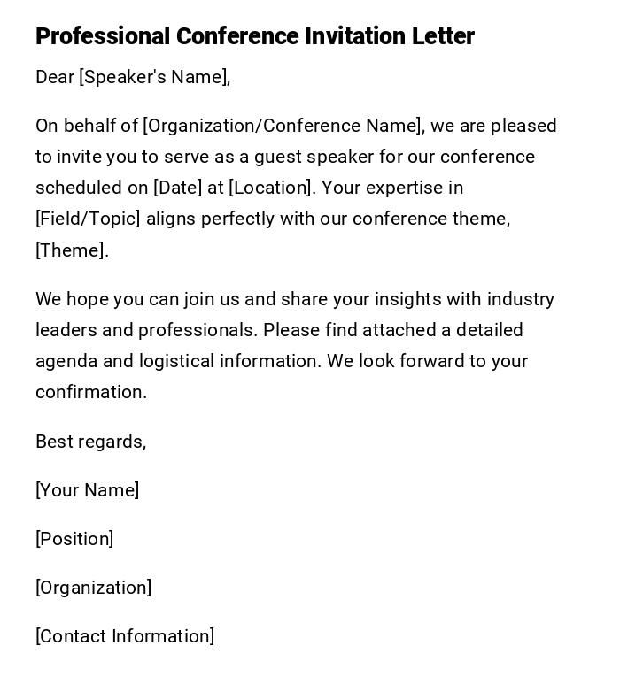 Professional Conference Invitation Letter Professional Conference Invitation Letter
