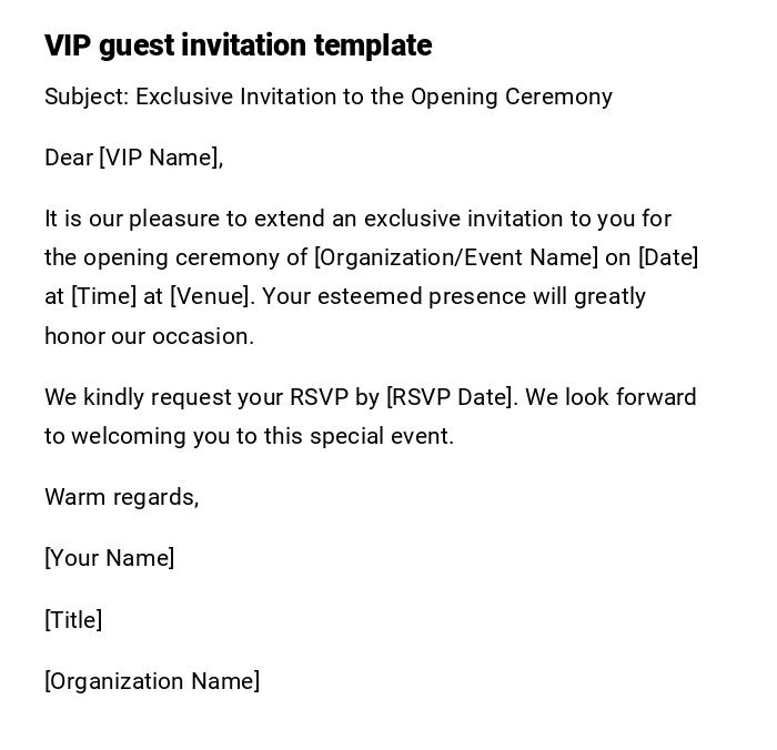VIP guest invitation template VIP guest invitation template