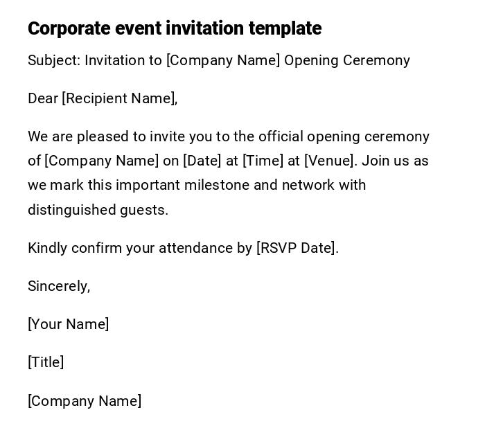 Corporate event invitation template Corporate event invitation template