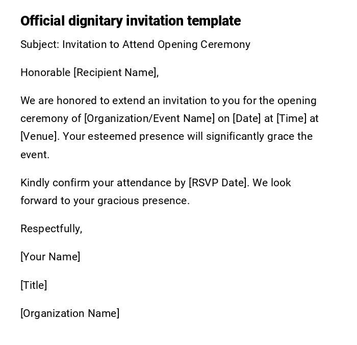 Official dignitary invitation template Official dignitary invitation template