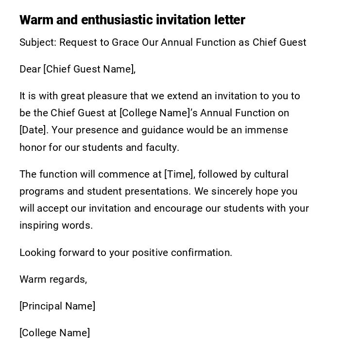 Warm and enthusiastic invitation letter Warm and enthusiastic invitation letter
