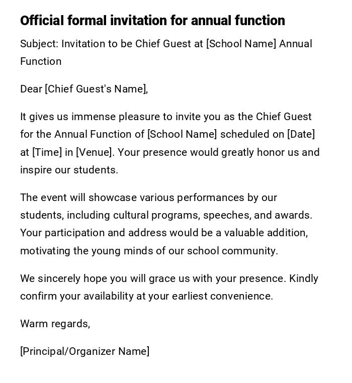 Official formal invitation for annual function Official formal invitation for annual function