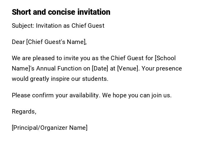 Short and concise invitation Short and concise invitation