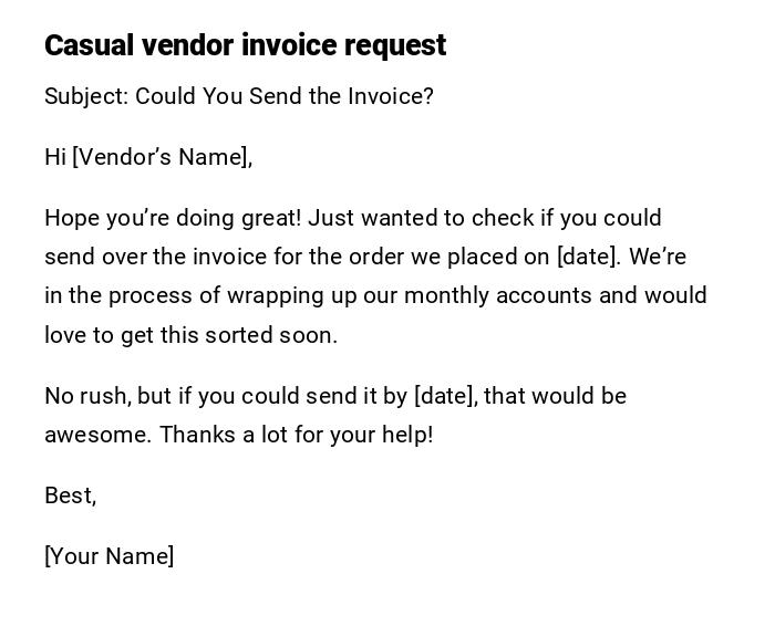 Casual vendor invoice request Casual vendor invoice request