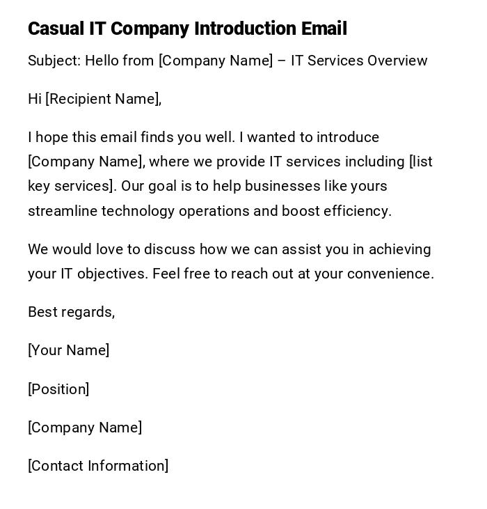 Casual IT Company Introduction Email Casual IT Company Introduction Email