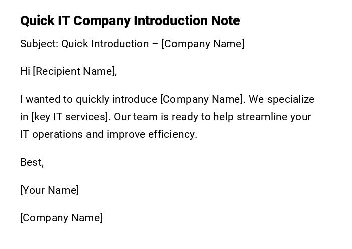 Quick IT Company Introduction Note Quick IT Company Introduction Note