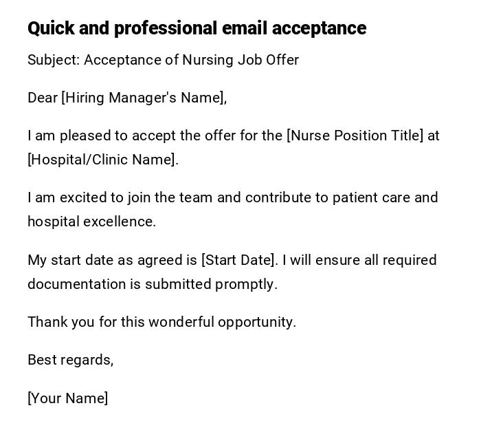 Quick and professional email acceptance Quick and professional email acceptance