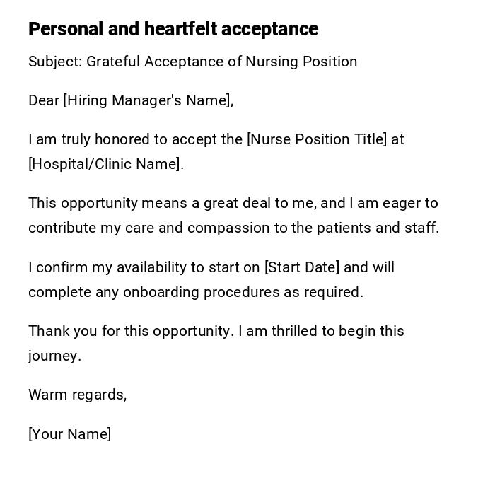 Personal and heartfelt acceptance Personal and heartfelt acceptance