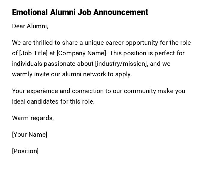 Emotional Alumni Job Announcement Emotional Alumni Job Announcement