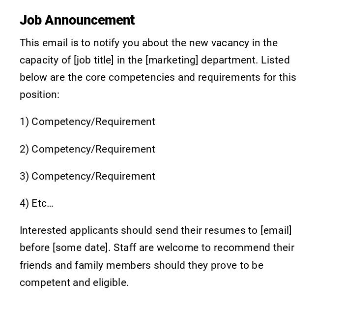 Job Announcement Job Announcement