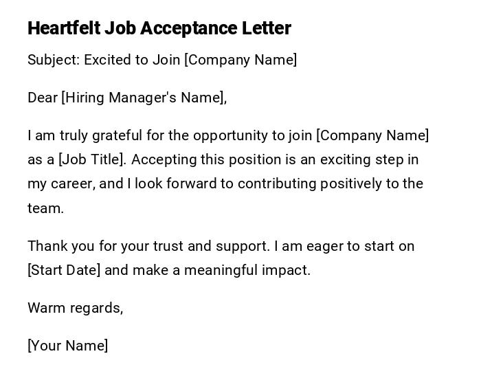 Heartfelt Job Acceptance Letter