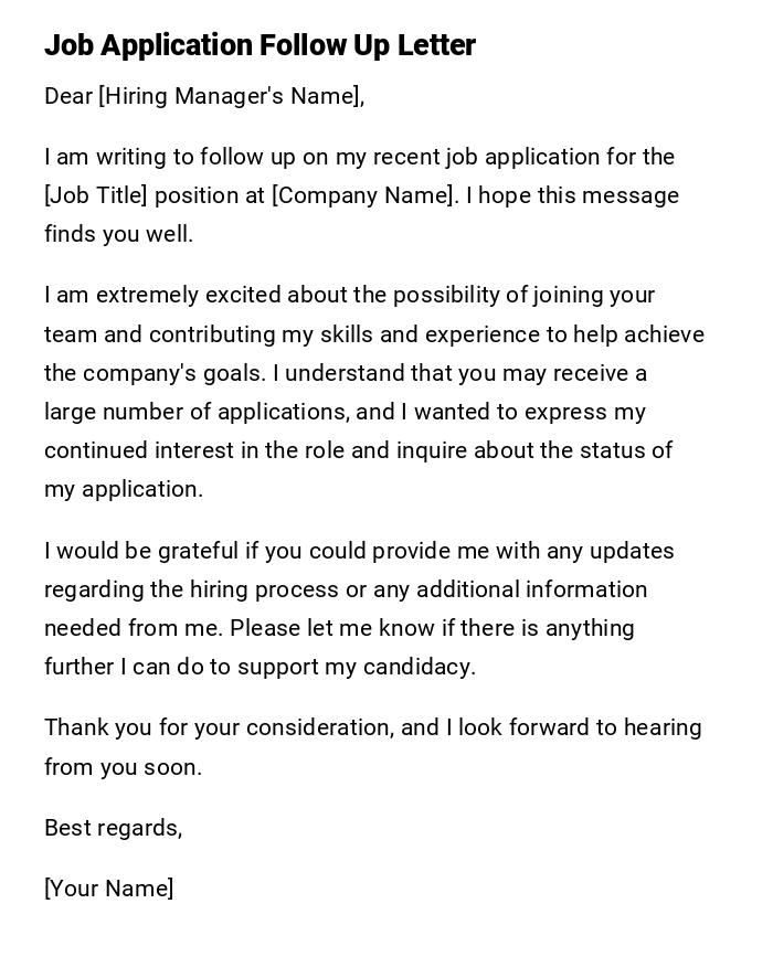 Job Application Follow Up Letter Job Application Follow Up Letter