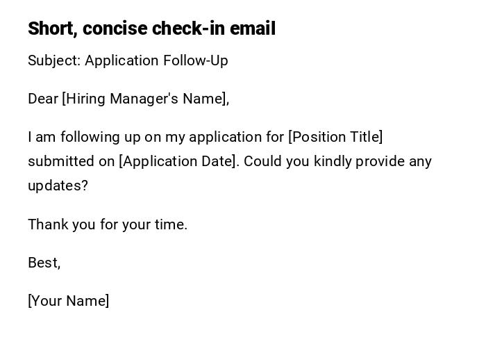 Short, concise check-in email Short, concise check-in email
