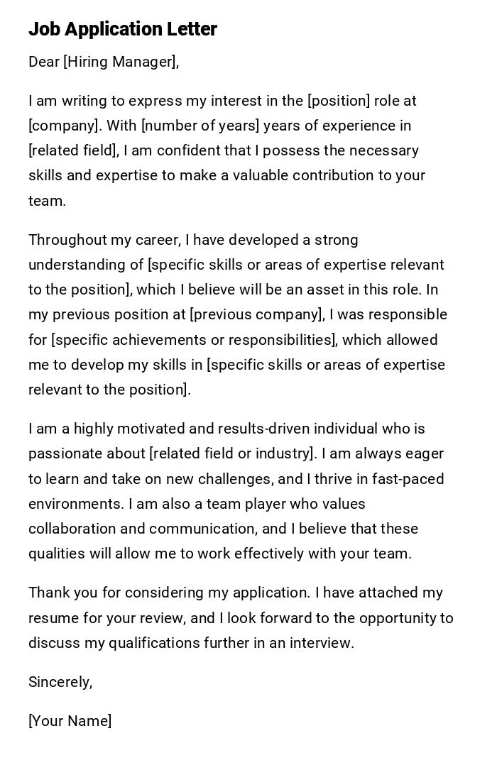 Job Application Letter