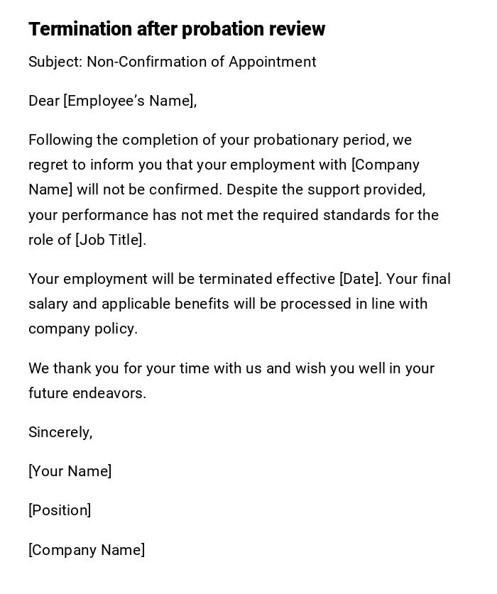 Termination after probation review Termination after probation review