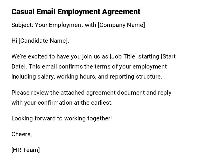 Casual Email Employment Agreement