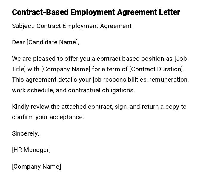Contract-Based Employment Agreement Letter