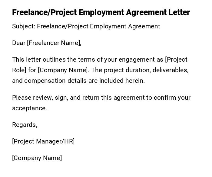 Freelance/Project Employment Agreement Letter