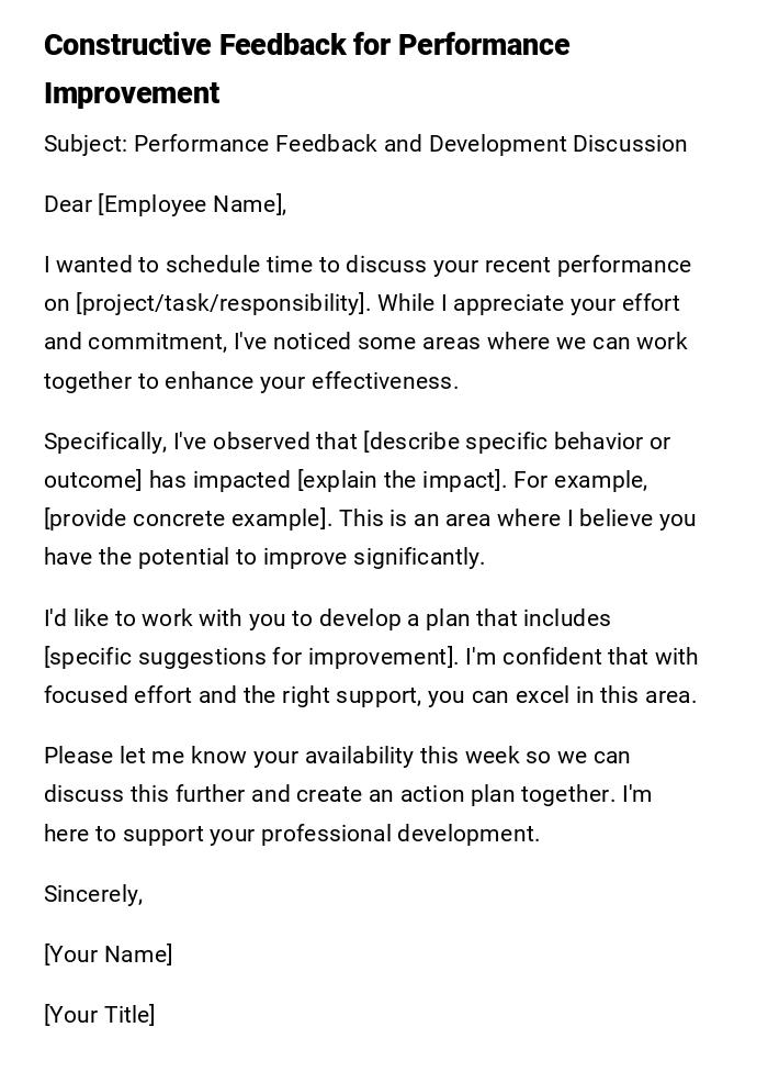 Constructive Feedback for Performance Improvement Constructive Feedback for Performance Improvement