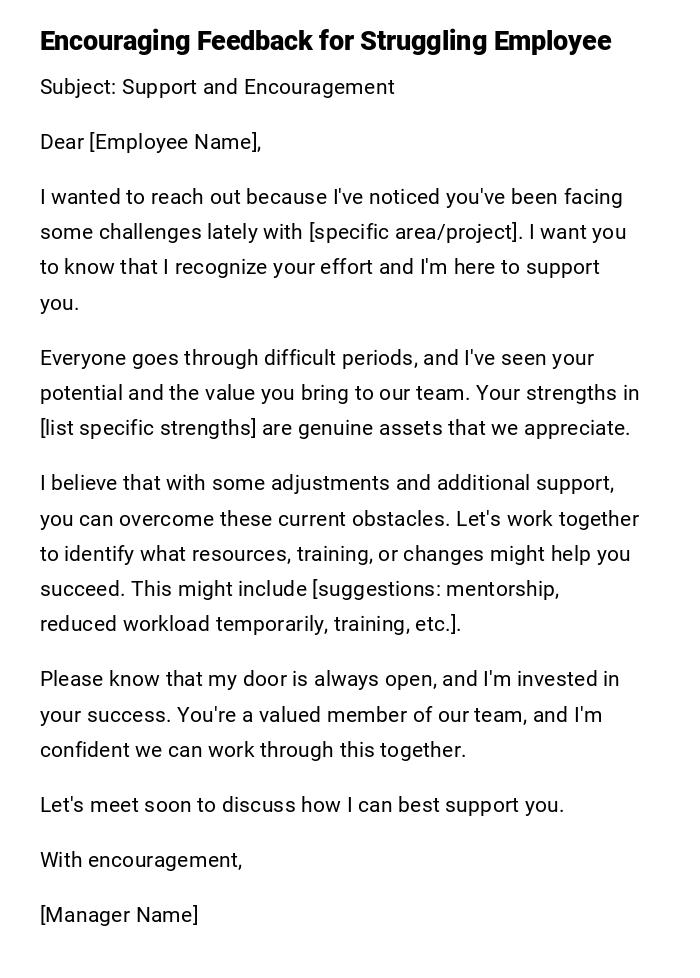 Encouraging Feedback for Struggling Employee Encouraging Feedback for Struggling Employee
