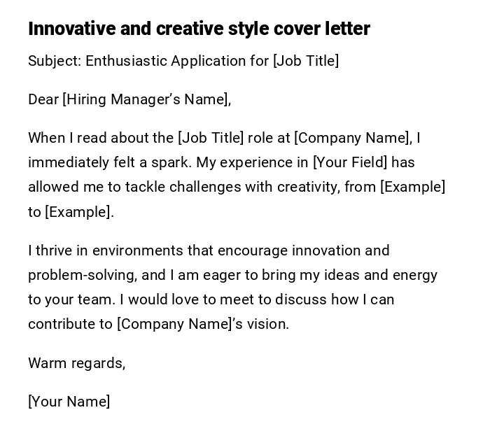 Innovative and creative style cover letter Innovative and creative style cover letter