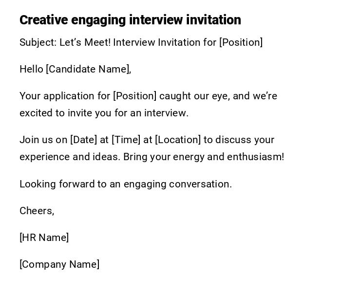 Creative engaging interview invitation
