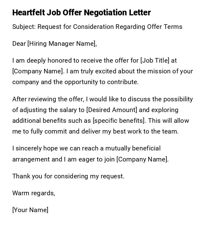 Heartfelt Job Offer Negotiation Letter