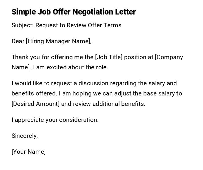 Simple Job Offer Negotiation Letter