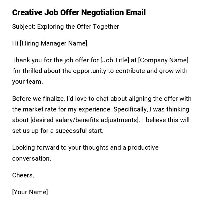 Creative Job Offer Negotiation Email
