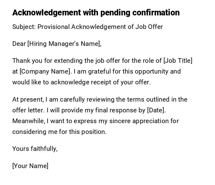 Acknowledgement with pending confirmation Acknowledgement with pending confirmation