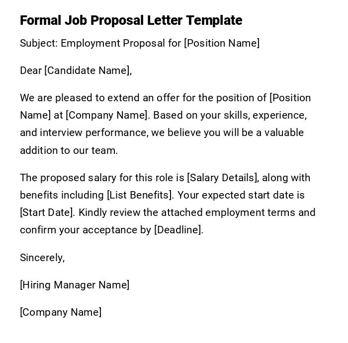 Formal Job Proposal Letter Template