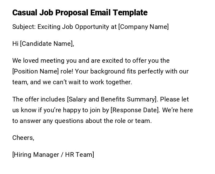 Casual Job Proposal Email Template