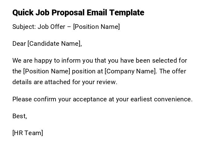 Quick Job Proposal Email Template